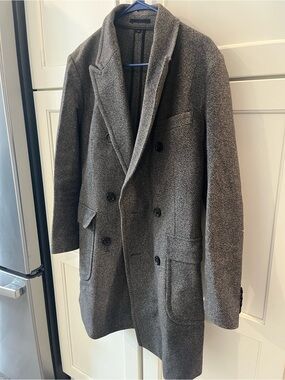 J Crew Men's Double-Breasted Wool Coat - Gray